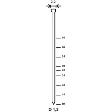 Pointe MINIBRADS SERIE J - Diamètre du clou : 1,2 mm - Longueur du clou : 50 mm