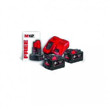 Pack batteries et chargeur pour outillage électroportatif 18V 9AH RED LITHIUM M18 NRG902