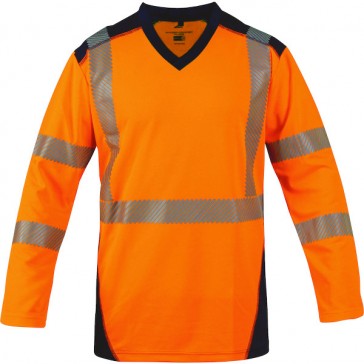 Tee-shirt haute visibilité manches longues orange/marine BALI 9 - XL