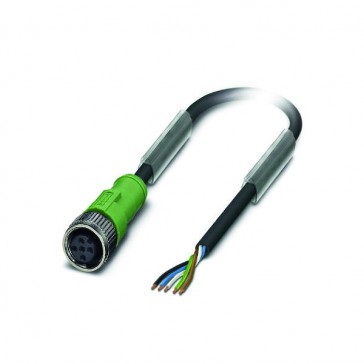 Connecteur femelle droit à câble pour capteur et actionneur SAC - M12 - extrémité nue - 5 pôles - PVC - 10 m
