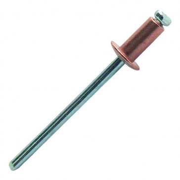 Rivet aveugle tête plate cuivre CCD - Diamètre de la tige : 3,2 mm - Longueur du rivet : 8 mm