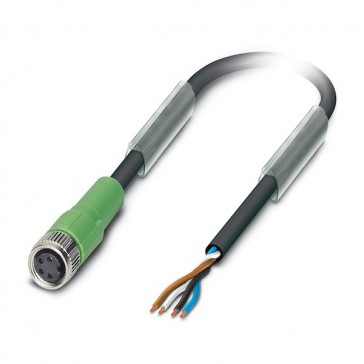 Connecteur femelle droit à câble pour capteur et actionneur SAC - M12 - extrémité nue - 4 pôles - PUR - 5 m