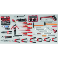 Composition de 101 outils pour l'électronique dans une boîte à outils métalllique 5 cases 2050.E17