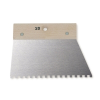 Spatule à colle avec dents carrées et manche en bois - 4 x 2,5 x 2,5 mm