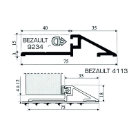 Seuil de porte d'entrée aluminium 4113 largeur 75 mm longueur 4000 mm