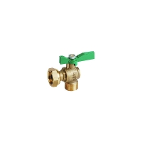 Vanne laiton à boisseau sphérique équerre mâle-femelle 644 manette papillon verte - Avec écrou prisonnier : Oui - Avec purge : Non - diamètre de raccordement : 3/4"-3/4"