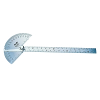 Rapporteur d'angle échancré gradué inox - Longueur de règle : 170 mm - Diamètre secteur : 90 mm