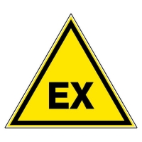 Panneau de signalisation triangle DANGER ATMOSPHERE EXPLOSIVE - 100 mm