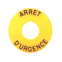 Plaque signalétique pour bouton 800F - 30,5 mm - "ARRÊT D'URGENCE"