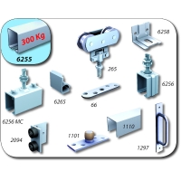 Garniture de porte coulissante  6255GV montage avec rail bas SPORTUB pour porte 300 kg