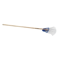 Balai à gazon bimatière 20 dents plates avec manche bois - 50 cm