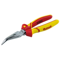 Pince à becs demi-ronds coudé isolé manche bi-matière - Longueur totale : 200 mm - Longueur des becs : 71 mm