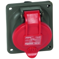 Prise fixe d'appareillage industriel HYPRA 3P+T 380-415V - 16 A - 84 x 74 mm