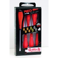 Jeu de 8 tournevis redgrip rouge Plat Phillips® et Pozidriv®