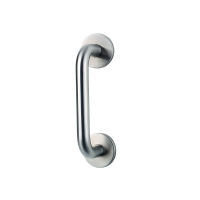Poignée de tirage inox sur rosace angle arrondi longueur 203 mm