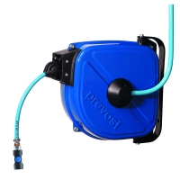 Enrouleur à air comprimé DRF 08 - Diamètre de tuyau (intérieur x extérieur) : 8 x 12 mm - Dimensions (h x p) : 370 x 337 mm - Longueur tuyau : 15 m - Débit : 350 L/min.