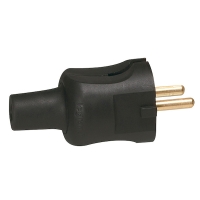 Fiche caoutchouc 2P - 16A - noir