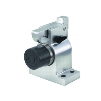 Butoir de porte renforcé à ressort avec arrêt à crochet aluminium argent