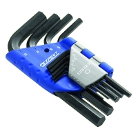 Jeu de 9 clés mâles 6 pans courtes - Diamètre minimal et maximal de la tête : 1,5 à 10 mm - Phosphate noir