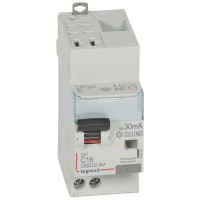 Disjoncteur différentiel DX3 arrivée haute automatique et départy bas à vis U+N 230V - 16A type F 30mA - 2 modules