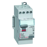 Interrupteur différentiel DX3-ID courbe C V/V- arrivée haute et départ haut à vis - 2P 230V - 40A type AC 30mA - 2 modules