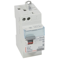 Interrupteur différentiel DX3-ID F V/A arrivée haut à vis et départ haut automatique - 2P 230V - 40A type F 30mA - 2 modules
