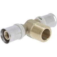 Té pour tube multicouche mâle laiton à sertir - 20 mm - 3/4" - 20 mm