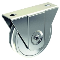 Galet sur support extérieur à gorge ronde  pour portail - Diamètre du galet : 80 mm - Nombre de roulements : 1
