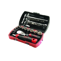 Coffret pocket light de douilles avec accessoires et cliquet de chantier 1/4" - 39 pièces RC39Z