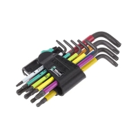 Clés mâles coudées sphériques gainées Résistorx® TT8 à TT40 BlackLaser 967/9 TX BO Multicolour 1 SB Jeu de 9 pièces