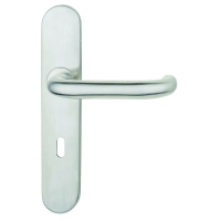 Ensemble HUDSON 692 sur grande plaque inox - entraxe 195 mm - clé L - Épaisseur de porte 38 à 55 mm