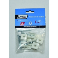 Sachet 6 tasseaux pour crémaillère perforée double - blanc