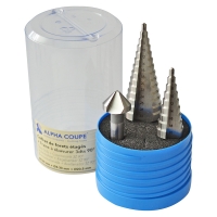 Coffret de forets étagés à tôles ACF/DM + 1 fraise à ébavurer - Plage de diamètres 4 à 30 mm - Nombre de pièces 3