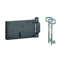 Serrure de cave horizontale pêne dormant à gorges - 140 x 80 mm - droite - 80 mm