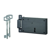 Serrure de cave horizontale pêne dormant à gorges - 140 x 80 mm - gauche - 80 mm