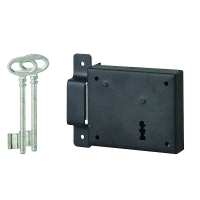 Serrure de cave horizontale pêne dormant à gorges - 95 x 76 mm - gauche - 60 mm