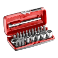 Coffret de douilles 1/4" 6 pans métriques et d'embouts de vissage avec cliquet R1PICO - 23 pièces