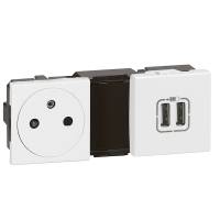 Prise de courant appareillage MOSAIC avec chargeur 2 USB - 2 - 2P+T