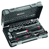 Coffret de douilles 1/4"-1/2" avec cliquet et accessoires RS.161-1PB