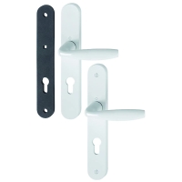 Ensemble béquille NEW YORK 7x70 mm sur grande plaque (entraxe 195 mm) - 68/77 mm - clé I - alu