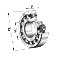 Roulement à rotule sur billes à 2 rangées série 2206-2RS-TVH - Diamètre intérieur : 30 mm - Diamètre extérieur : 62 mm - Largeur : 20 mm