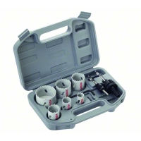 Coffret de 6 scies trépans HSS Bimétal Univ. + accessoires - 20 à 68 mm