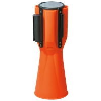 Dérouleur de sangle pour cônes - Longueur de sangle : 3 m - Largeur de la sangle : 50 mm - Coloris de sangle : rouge et blanche