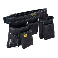 Porte-outils en cuir double ceinture avec 5 poches