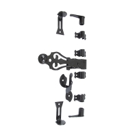 Sachet d'accessoires d'espagnolette PROVENCE à crochets droits et support de sécurité noir