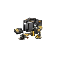 Lot de 2 outils électroportatifs DEWALT DCK2080P2T-QW 18V DCD796, DCG405, 2 batteries 5 Ah, chargeur DCB115