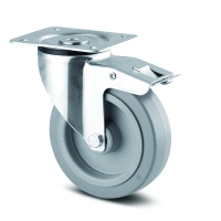 Roulette de manutention pivotante à frein gris 3377 UFR 300 kg - 160 x 46 mm