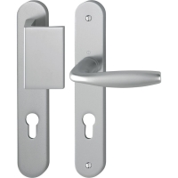 Ensemble plaque palière NEW YORK F9 sur grande plaque - Fonction : clé I - Épaisseur de porte : 38/47 mm - Section du carré : 7 mm - Entraxe : 70 mm - Droite