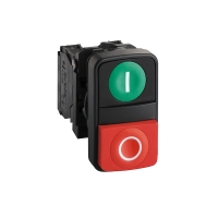 Bouton-poussoir double touche Harmony XB5 - D22 mm - vert/rouge