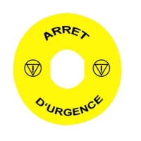 Etiquette circulaire série ZBY - 90 mm - jaune - 22 mm - "ARRET D'URGENCE" - ZBY8130